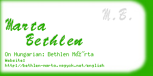 marta bethlen business card